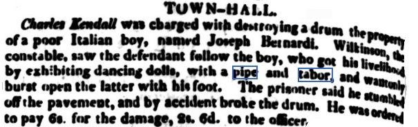1828 newspaper cutting of court case