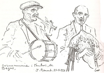 1931 sketch with bagpipe
