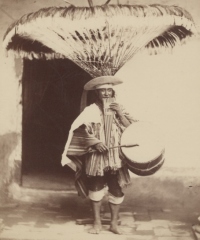 early photograph panpipes and drum